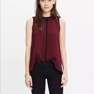 MADEWELL Crepe Canal Maroon Sleeveless Blouse